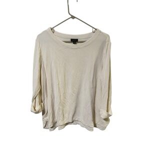J Jill‎ Wearever Collection Women's XL Petite Cream Striped Long Sleeve Top